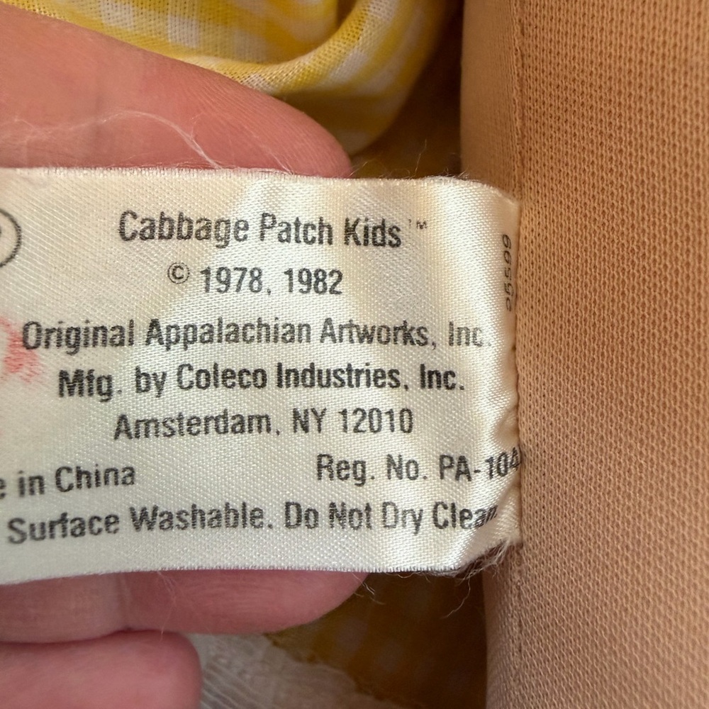 Cabbage Patch Kids Gingham Dress Doll Yellow hair, blue eyes, tag 1978, 1982 - Picture 13 of 15
